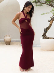 Durchsichtiges Club-Bodycon-Kleid aus hohlem Netzstoff