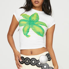 Florales Slim-Fit-Freizeit-Street-T-Shirt