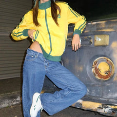 Übergroßer gelber Vintage-Windbreaker-Mantel
