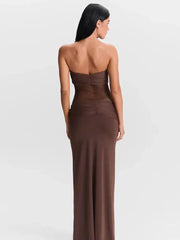 Maxikleid mit Twist-Trägern und Mesh-Einsätzen