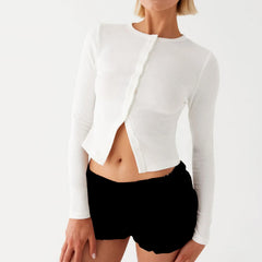 Gerippter Club-Strickcardigan mit Knopfleiste