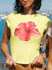 Baby-T-Shirt mit Blumenmuster und kurzen Ärmeln