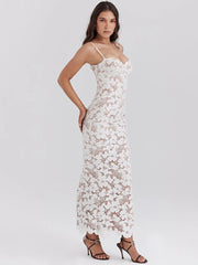 Ärmelloses, figurbetontes Kleid mit Blumenmuster und Schnürung
