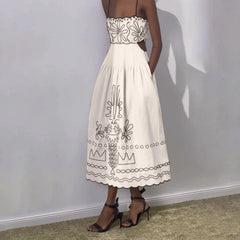 Bedrucktes, schwingendes Boho-Kleid mit Blumenmuster und eckigem Ausschnitt
