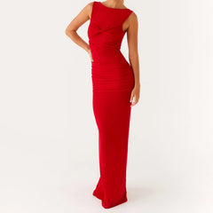 Ärmelloses, einfarbiges Boa Bodycon-Kleid