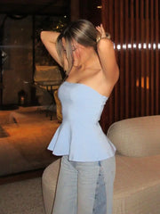 Crop-Top mit Reißverschluss am Rücken und Rundhalsausschnitt