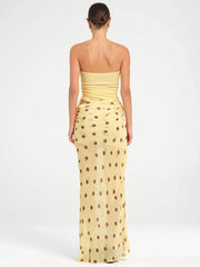 Maxikleid mit Polka-Dot-Patchwork
