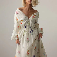 Maxikleid mit Laternenärmeln und Blumenmuster