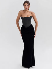 Trägerloses, ärmelloses, langes, figurbetontes Clubkleid