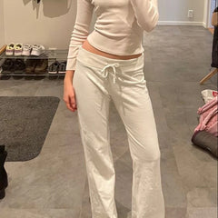 Rosa Basic-Hose mit niedrigem Bund