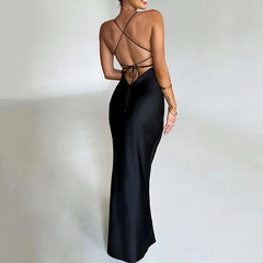Satin-Meerjungfrauen-Maxikleid mit Schnürung