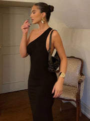 Ärmelloses, langes Bodycon-Kleid mit einem Schulterträger