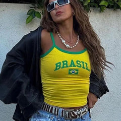 Crop-Top mit Fußball-Buchstabenprint