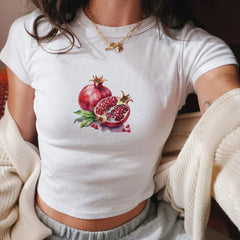 Crop-Fit-T-Shirt mit Kirschfruchtprint