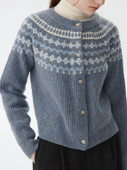 Vintage Jacquard-Strickjacke für den Winter