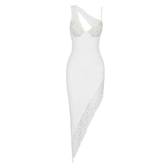 Ärmelloses Midi-Spitzenkleid mit V-Ausschnitt SJ061610
