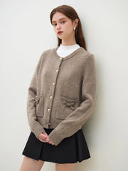 Handgefertigte Strickjacke mit Schleife und langen Ärmeln