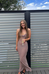 Durchsichtiges, gestreiftes Strandkleid in Midi-Länge