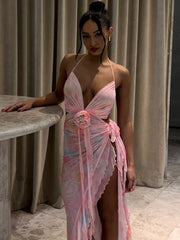 Rückenfreies Neckholder-Midikleid mit Schnürung