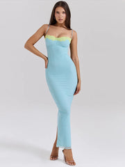 Bodycon-Kleid aus Spitze mit Spaghettiträgern und Patchwork-Details
