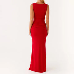 Ärmelloses, einfarbiges Boa Bodycon-Kleid