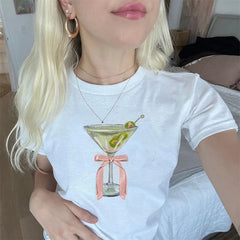 Crop-T-Shirt mit Fruchtprint und Rundhalsausschnitt