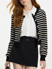 Gestreifte Strickweste, Jacke, Herbst-Cardigan