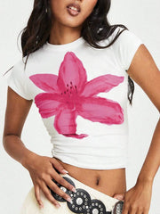 Florales Slim-Fit-Freizeit-Street-T-Shirt