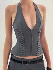 Zweiteiliges Set aus ärmellosem Top mit V-Ausschnitt und Shorts
