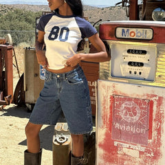 Gestreifte, lässige Boyfriend-Shorts