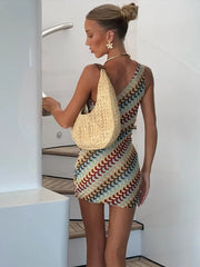 Asymmetrisches Strick-Minikleid mit One-Shoulder-Schulter