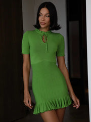 Rüschen-Pulloverkleid mit Rippstrickbündchen