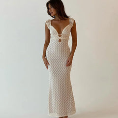 Ärmelloses Midikleid mit Bindebändern, rückenfreiem Schnitt und Cut-Outs