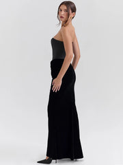 Trägerloses, ärmelloses, langes, figurbetontes Clubkleid