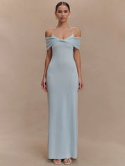 Trägerloses, ärmelloses, langes, figurbetontes Clubkleid