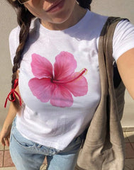 Lustiges Baby-T-Shirt mit tropischem Hibiskusmuster