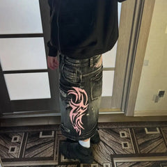 Gestreifte, lockere Jeansshorts