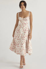 Neckholder-Kleid aus hochwertigem, einfarbigem Blumenmuster
