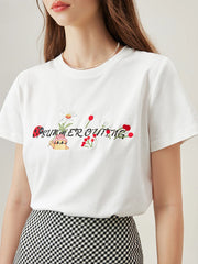 Lässiges weißes T-Shirt mit Buchstabenstickerei