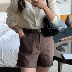 Leinentaschen Koreanische gerade Shorts