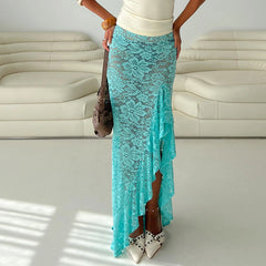 Eleganter, transparenter Spitzenrock mit hohem Bund