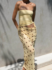 Maxikleid mit Polka-Dot-Patchwork