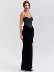 Trägerloses, ärmelloses, langes, figurbetontes Clubkleid