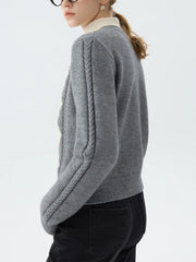 Jacquard-Strickjacke mit Rundhalsausschnitt fürs Büro