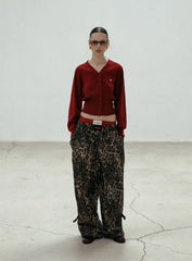 Bestickter Vintage-Rundhals-Cardigan