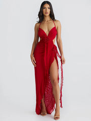 Rückenfreies Neckholder-Midikleid mit Schnürung