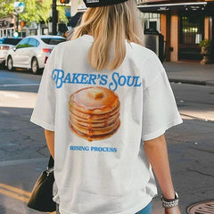 Retro-Pancake-Grafik-Oversize-T-Shirt