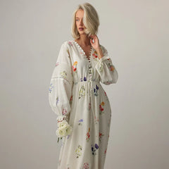 Maxikleid mit Laternenärmeln und Blumenmuster