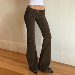 Cordhose mit niedrigem Bund und Bootcut-Schnitt