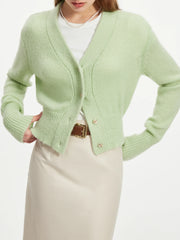 Strickjacke mit V-Ausschnitt und langen Ärmeln